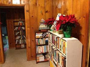 Here are the temporary bookshelves I had lining the walls