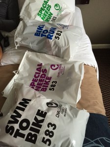 Special Needs is the bag (usually nutrition only) that you receive at the halfway point of the bike and the run.